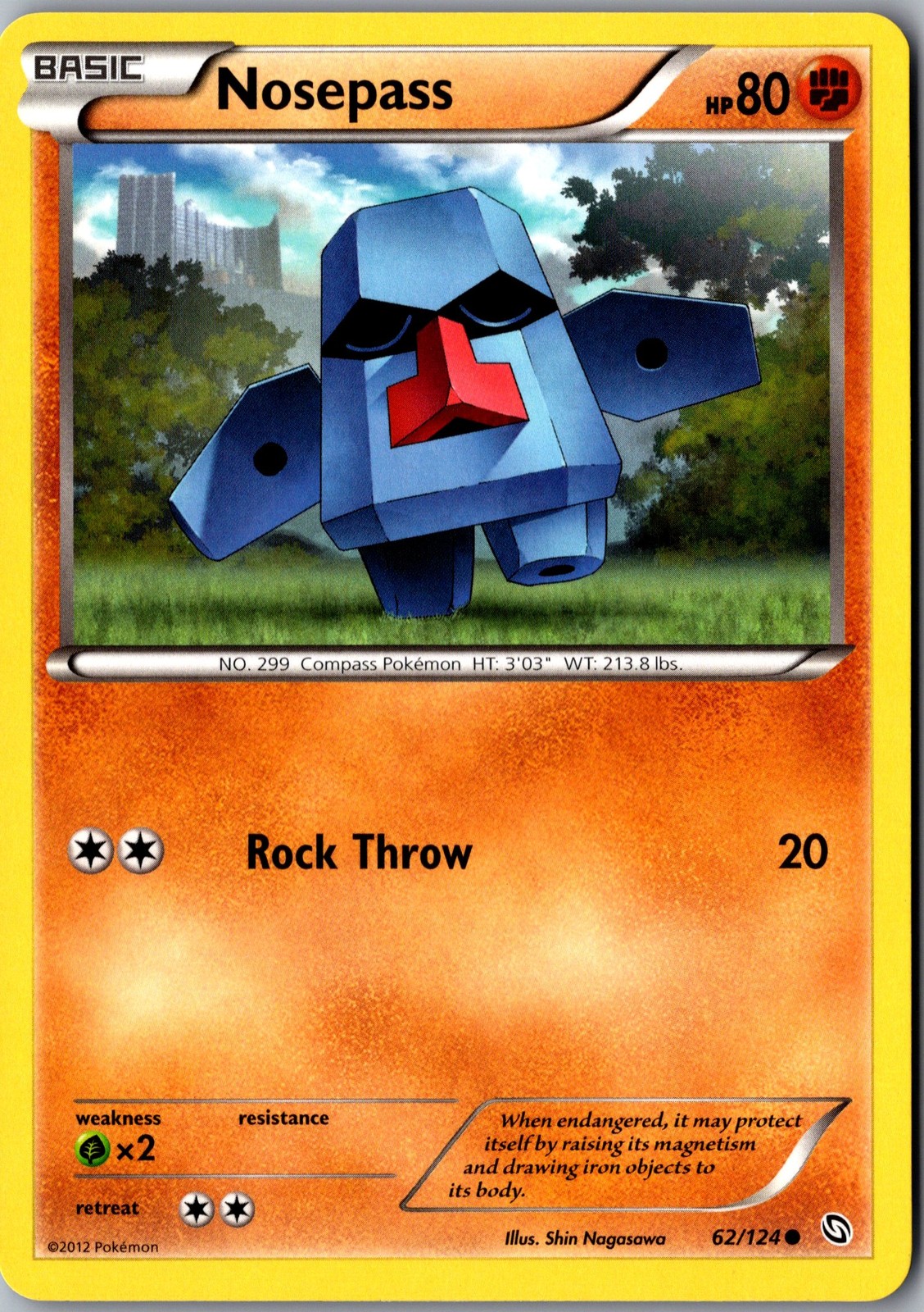 Nosepass 62/124 Common Dragons Exalted LP Pokemon Card