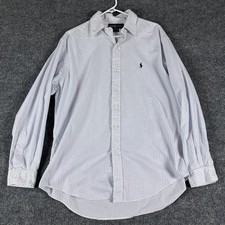 Ralph Lauren Dress Shirt Mens 16 34/35 White Blue Check Yarmouth Button Front