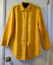 Shirt Talbot's 100% linen button up tunic LIGHT ORANGE color Sz S cuffed sleeves