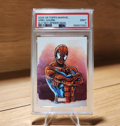 2025 Topps Marvel Studios Chrome SPIDER-MAN - Ariel Aguire Sketch/Auto - PSA 9!