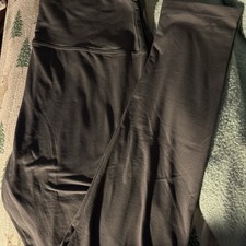 Women's Gray Ankle Leggings Regular Solid Knit Stretch with Pockets