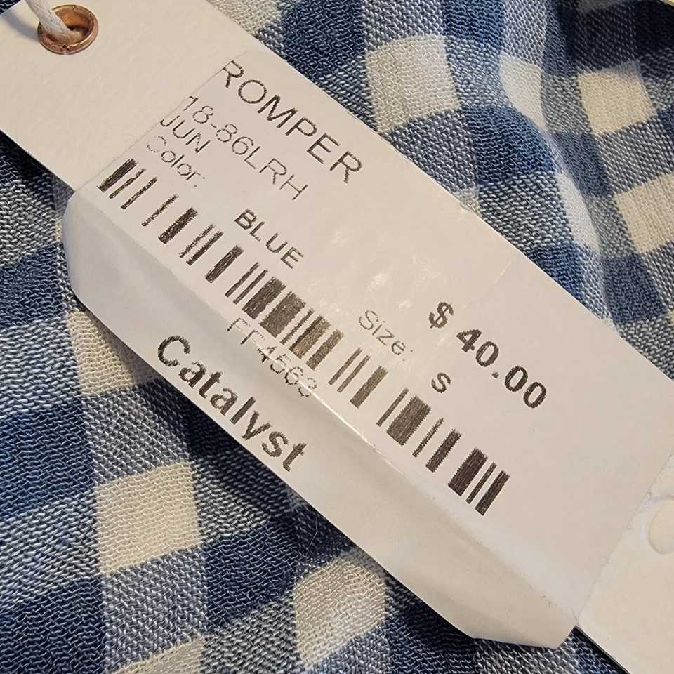 NUEVO Pantalones Cortos Olivaceous Mameluco Catalyst Para Mujer Azul Guinga a Cuadros Talla S  Foto 2 de 4