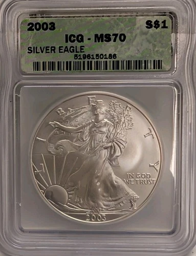 2003 American Silver Eagle ASE 1 OZ Silver $1 ICG MS70