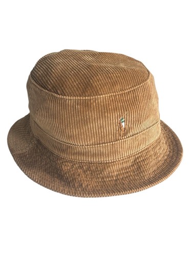 Polo Ralph Lauren Loft Bucket Hat Corduroy Golden Brown Natural Pony Cord L/XL - Picture 5 of 19