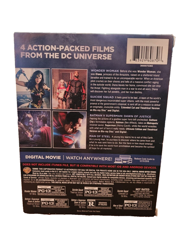 DC Blu Ray Box Set (Wondwe Woman) (Suicide Squad) (Man Of Steel) (Batman Vs Supe - Picture 3 of 4