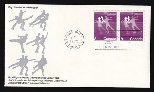 Canada FDC 1972 World Figure Skating Championships sc#559 pair unaddressed