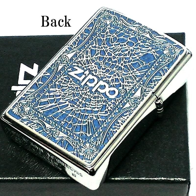 Zippo Oil Lighter Angel Cross Blue Silver 2 Sided Processing