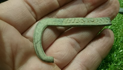 Post medieval decorated Bronze handle part 