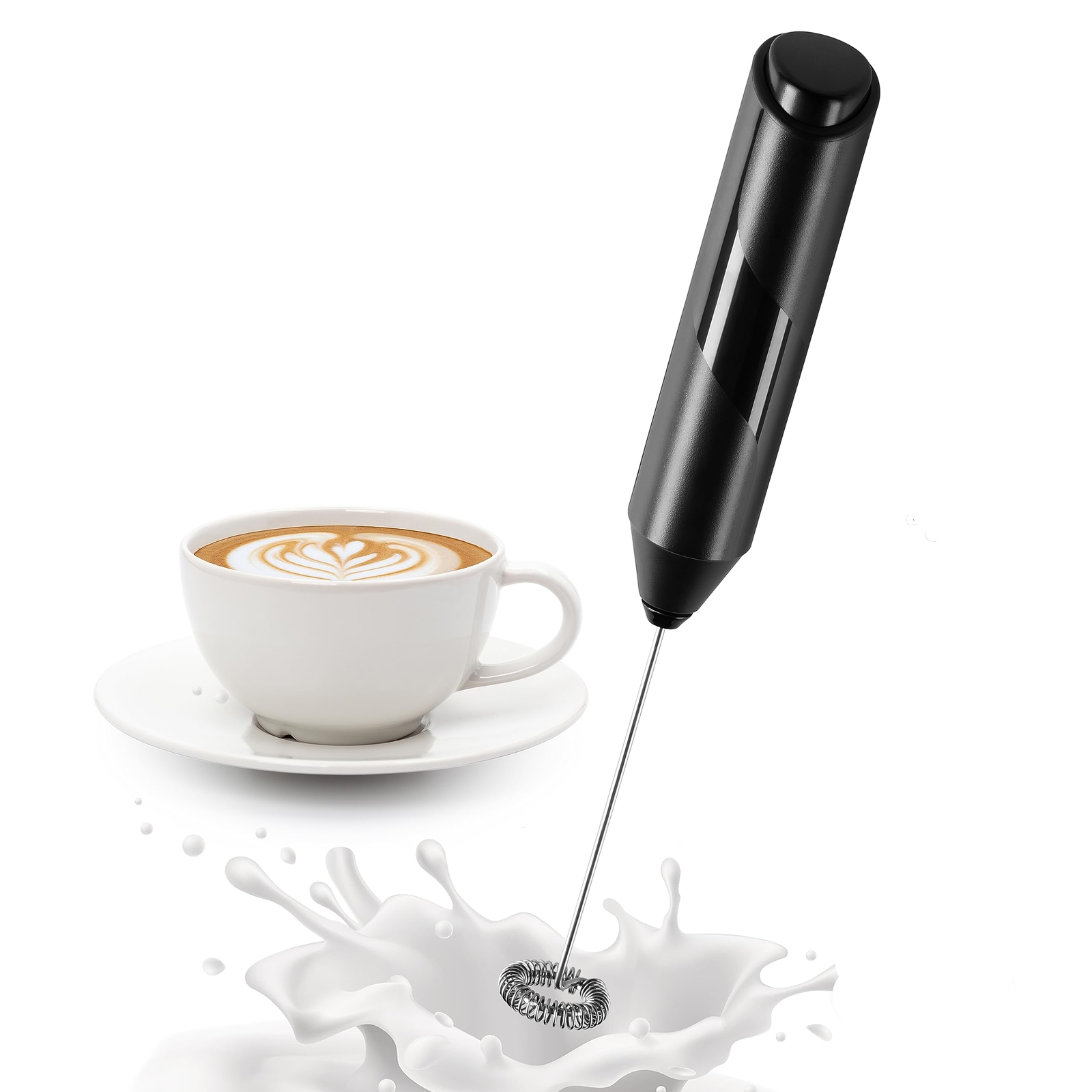YSSOA Electric Milk Frother Handheld with Stainless Steel Stand Battery Opera...