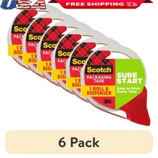 6 Pack Packing Tape Dispenser Durable Easy Start Quiet Unwind Strong Seal New
