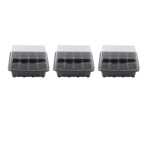 3 Pcs 18x14x6cm 12-Cells Nursery Pots Tray Lids Box For Gardening Bonsai - Afbeelding 1 van 9