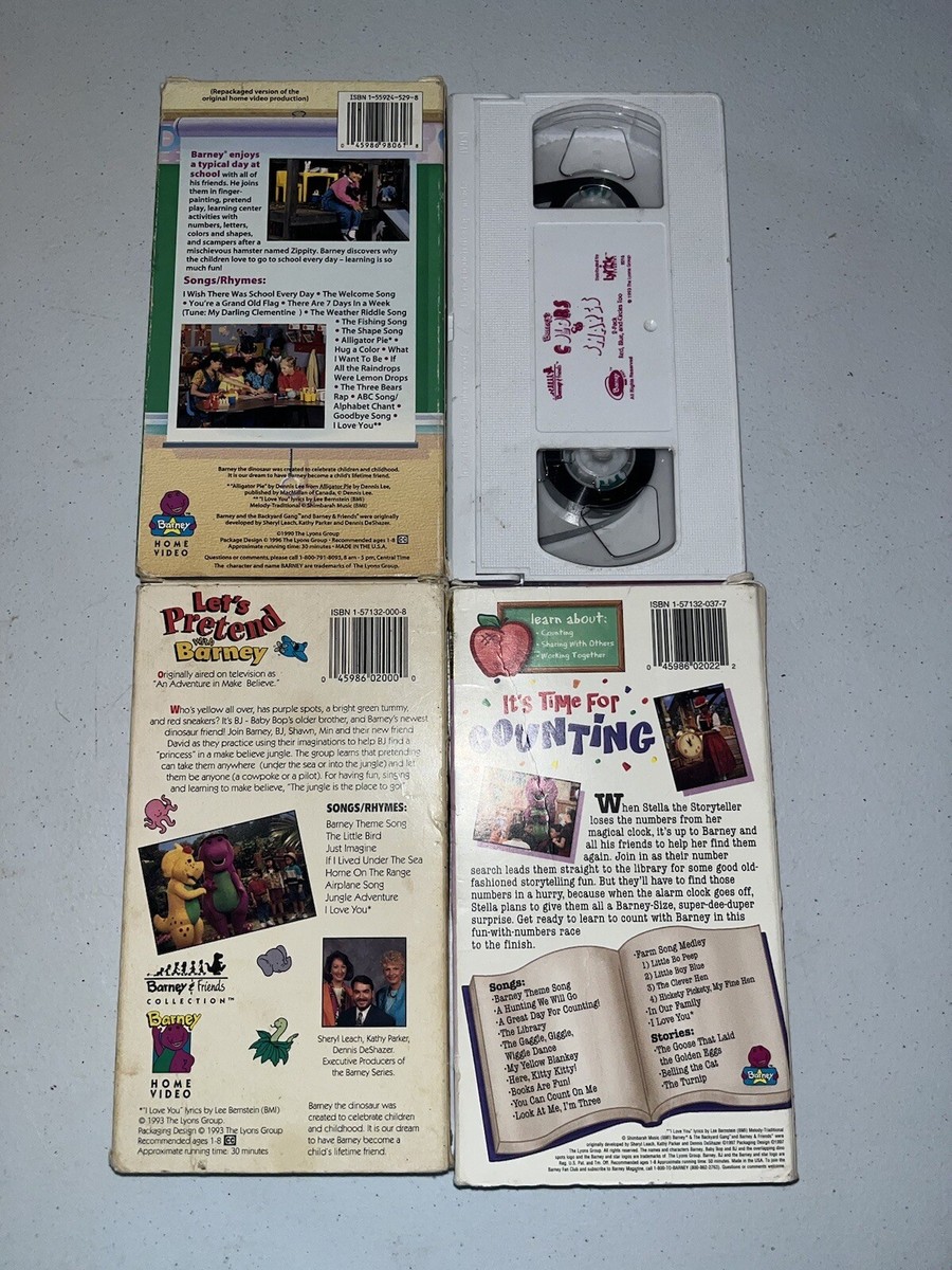 Lot VHS VIDEO Barney The Dinosaur School Counting Colors Shapes