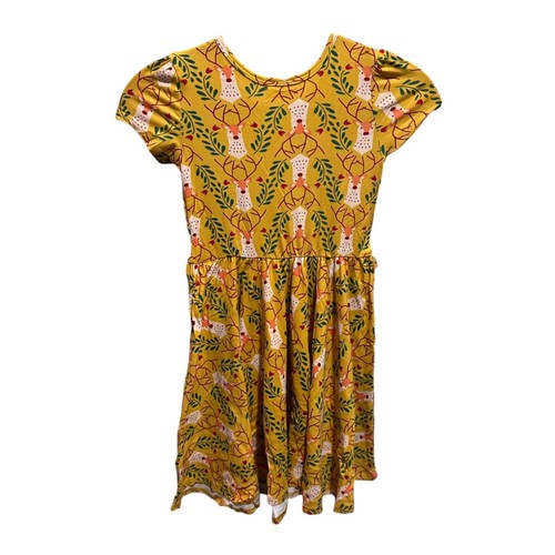 Dot Dot Smile Big Girls Size 7 Gold Yellow Deer Print Cap Sleeve Twirl Dress NWT - Picture 4 of 6