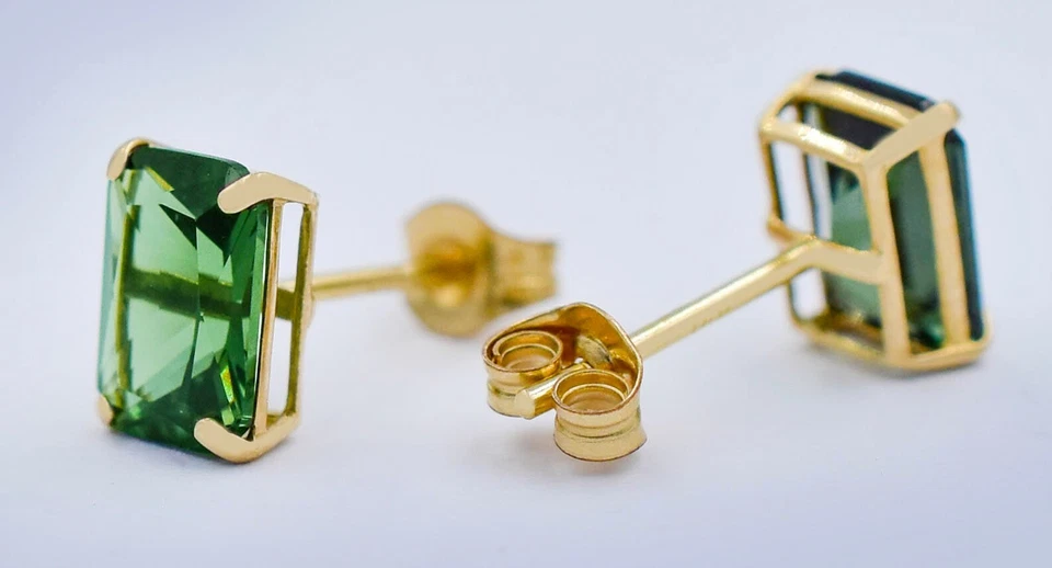 PENDIENTES TSAVORITA GENUINOS 2,64 quilates oro amarillo macizo 14k - Valoración gratuita Foto 2 de 4