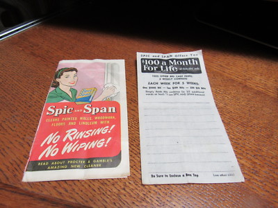 1947 Spic and Span Advertising Brochure Plus $100 Month Contest Entry Form