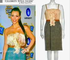 2.3K New Dolce & Gabbana Kim Celeb Ivory Gray Ruffle Dress 36 38 2 4 Gift Bag S