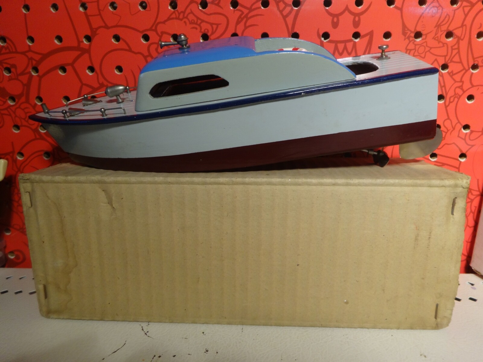 1950’s Battery Operated Wood 11" Toy Motor Boat w/ light & metal parts Japan eBay