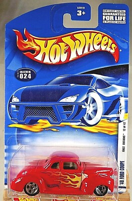 2002 Hot Wheels #24 First Editions 12/42 '40 FORD COUPE Red w/Chrome 5 Spoke Whl