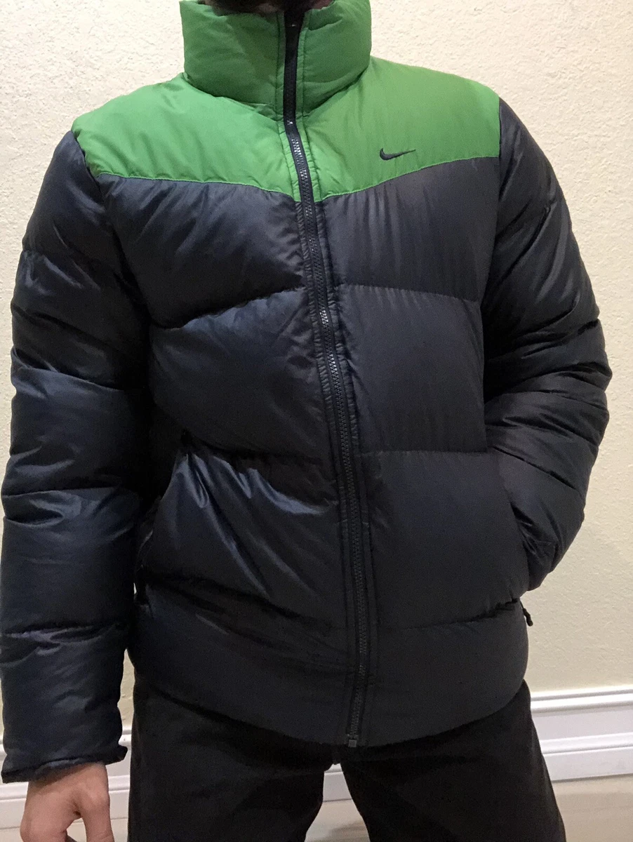 VTG 00 s NIKE The Athletic Dept. Gray Duck Feather Down Fill Puffer Jacket LARGE