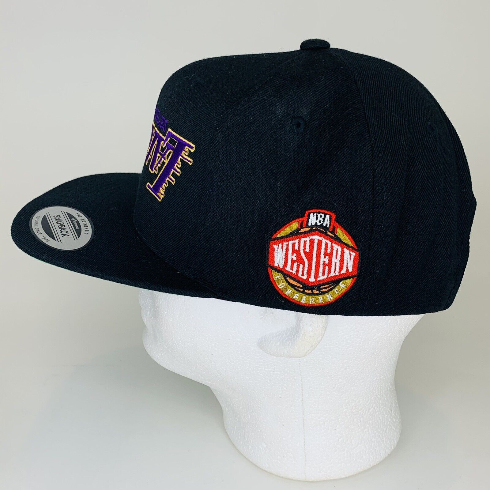 Uniform Studios Los Angeles LA Lakers All Black Snapback Hat Cap Upside Down