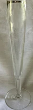 Elegant Vintage 9-3/4” Fluted Bud Vase Clear Glass Etched Flower Design