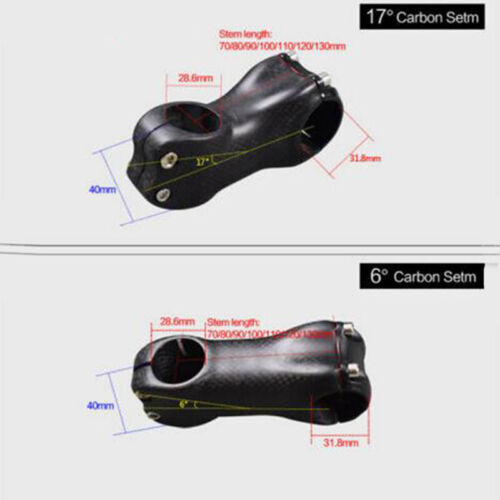 Angle 6/17 Degree Full Carbon Fiber Bicycle Stem Road MTB Bike Parts Accessories - Picture 1 of 10