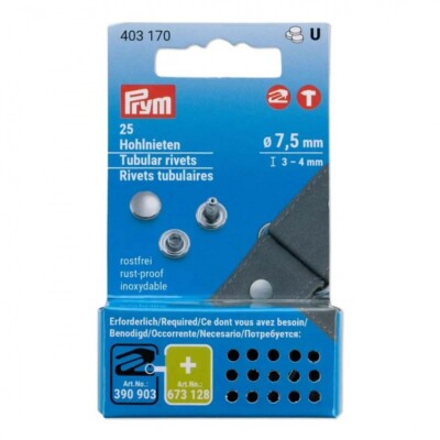 Prym Hohlnieten, 3-4mm, silberfarbig, 25 Stück - 403170
