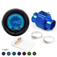 2 52mm Digital 7 Color Evo Water Temp Gauge W32mm Joint Pipe Sensor Adapter