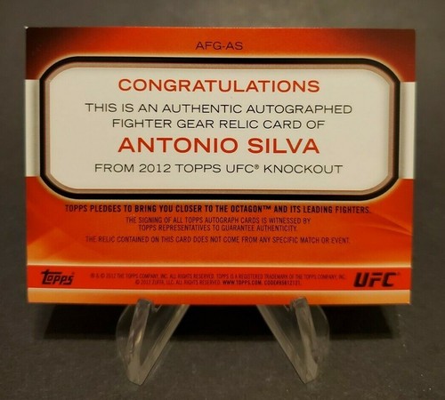 2012 Topps UFC Knockout Fighter Relics Autographs Red #AFG-AS Antonio Silva 6/8 - Picture 2 of 2