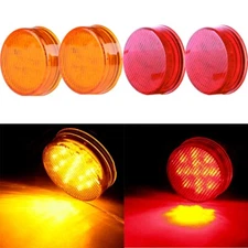 2XAmber+2XRed 2.5" 13Leds 12V Round Side Marker Clearance Trailer Truck Lights