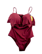 Kona Sol Women's Size XL Mulberry Ruffle Top No Wire Lined One Piece Swimsuit