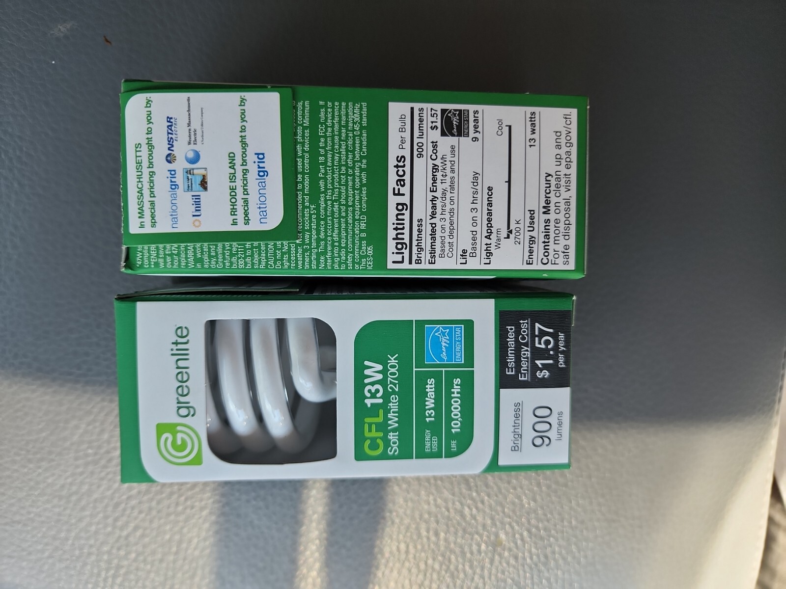 Lot of 2 Greenlite Lighting 13W/ELS-U 13 Watt 2700K Ultra Mini Spiral CFL Bulbs