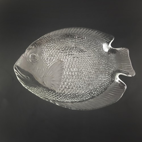 6 Arcoroc France Poisson Fish Dinner Plates 10.5" Clear Glass New ORIGINAL BOX - Picture 3 of 8