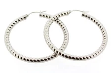 Edforce Women's Stainless Steel Twisted Rope Hoop Earrings, (40mm)