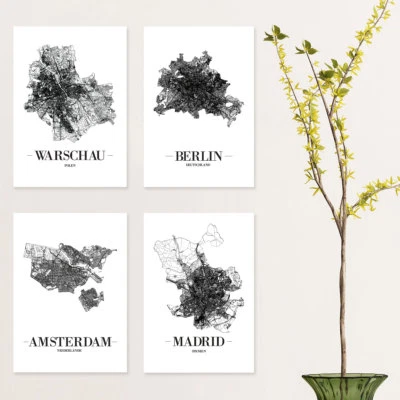 JUNIWORDS Poster "Stadt nach Wahl" City Städte Skyline 21 x 30 cm Weiß Design A - Bild 1 von 3