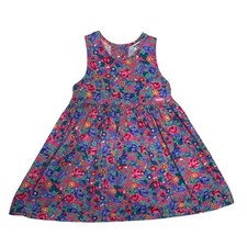 Vintage OshKosh B'Gosh Dress Girls 6 Pink Blue Floral A-Line Colorful USA Made