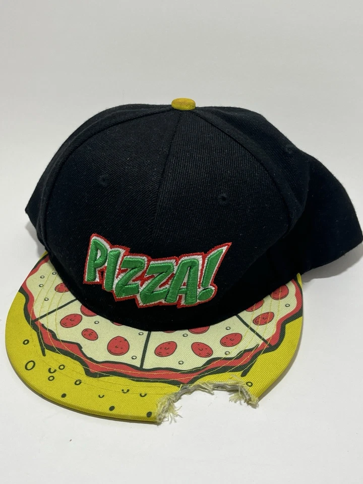 Teenage Mutant Ninja Turtles Pizza Snapback Sombrero TMNT Negro Recortado Bill Cap NUEVO Foto 2 de 4