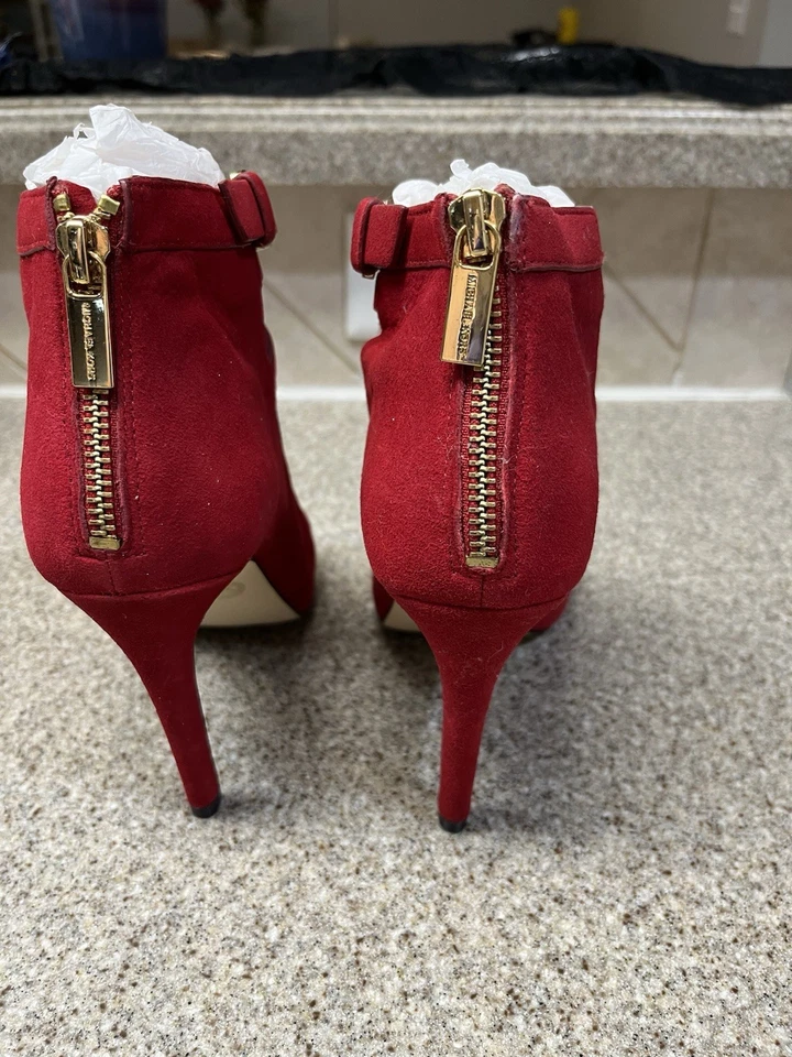 Mujer Michael Kors Rojo Sweude Tacones Cuero Talla 6 1/2 Foto 4 de 4