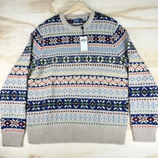 Polo Ralph Lauren Fair Isle Jacquard Wool Blend Holiday Sweater Sportsman NEW Lg
