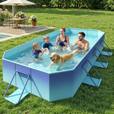 Foldable Pool, Non-Inflatable Swimming Pool with Rigid Puncture-Proof Hard Compo