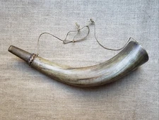 🔥 EARLY CARVED ENGRAVED "E B" POWDER HORN French & Indian Revolutionary Rev War