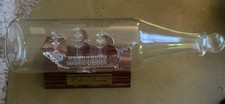 Vintage Hand Crafted Glass Ship In A Bottle Ornament with Stand &lsquo;HMS Victory&rsquo;