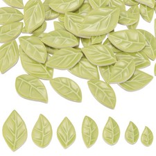 0.44LB Leaves Ceramic Mosaic Tiles for Crafts Bulk, for Home Decor, Light Green