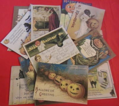 Set of 16 Vintage/Victorian/Primitive look Halloween vintage postcard images # 2