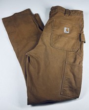 Carhartt 36x34 Double Front Duck Canvas Work Pants Brown Knee Pad Inserts
