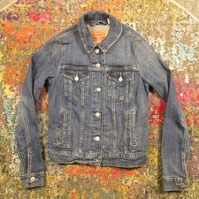 Levi Strauss Jean Jacket Kids Small Button Red Tab Denim Girls EUC
