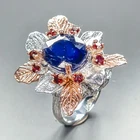 Fashion ring 6 ct Blue Sapphire Ring 925 Sterling Silver Size 6 /R460903