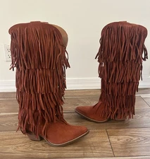 DINGO WOMEN'S WILD CHILD SUEDE FRINGE TALL WESTERN BOOTS  SIZE 8 NEW IN BOX