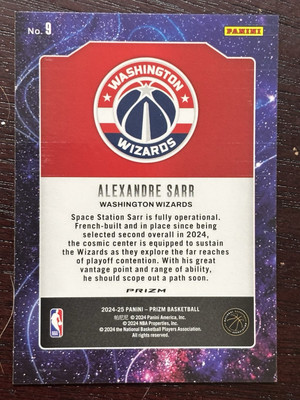 2024-25 Panini Prizm Alexandre Sarr RC Deep Space Green Prizm #9