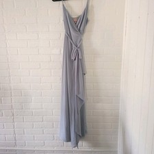 Show Me Your MuMu Women Gown Maxi Dress Goddess Chiffon Sz L Blue Made In USA